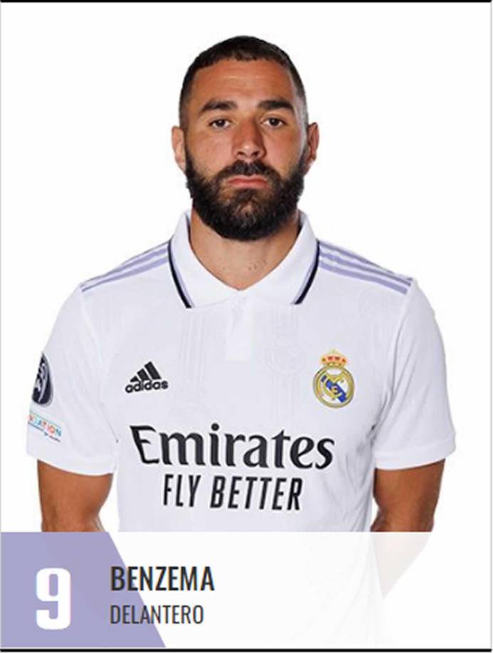 Karim Benzema - El delantero francés es el 9 del Real Madrid.