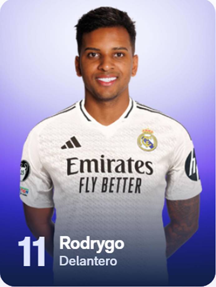 Rodrygo - El delantero brasileño seguirá portando el número 11 en su espalda.