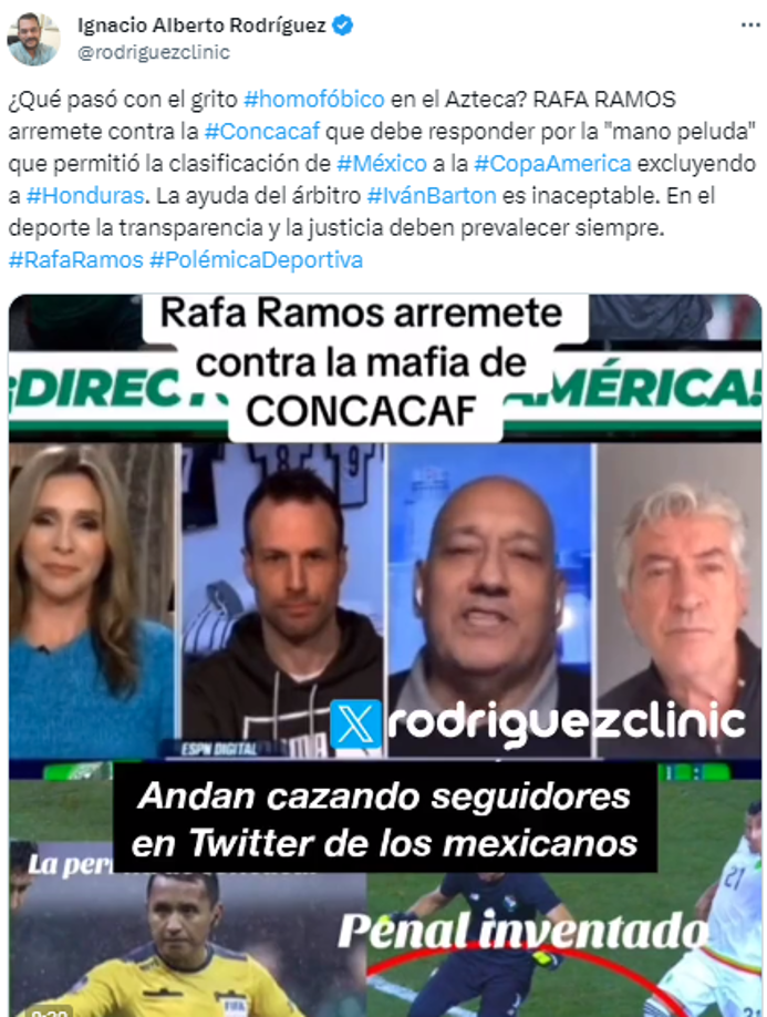 Y agregó: “Futbolísticamente, decir que Honduras no hizo lo necesario...les recuerdo, Mexico no llego en ninguna posición de gol en Tegucigalpa y aca Honduras al menos llego en cinco condiciones. México fue menos como visitante de lo que fue la Bicolor”.