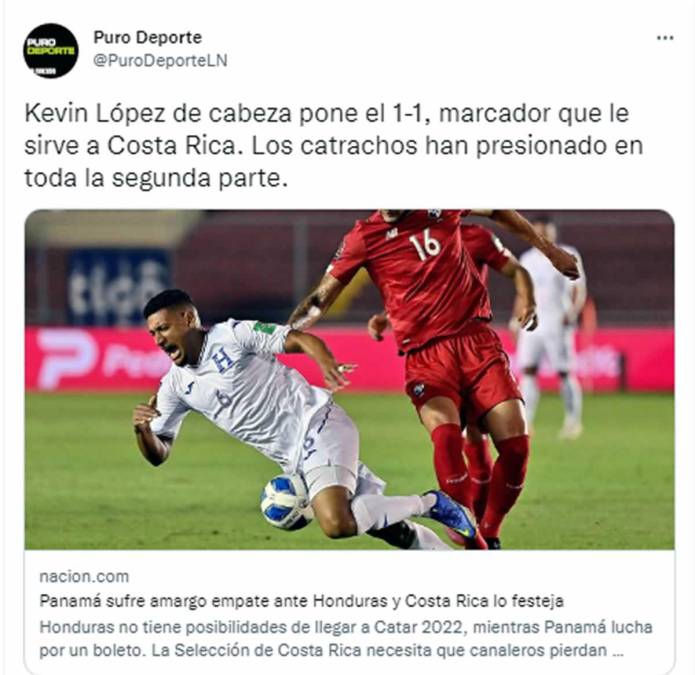 Puro Deporte - “Panamá sufre amargo empate ante Honduras y Costa Rica lo festeja”.