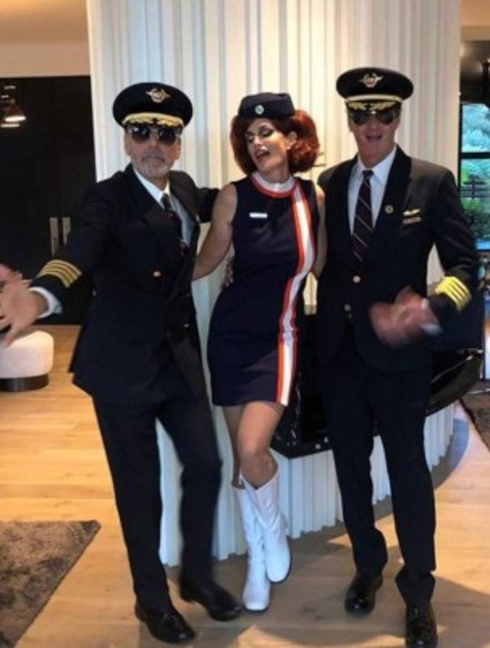 George Clooney, Cindy Crawford y Rande Gerber en una de las fiestas del tequila Casamigos.