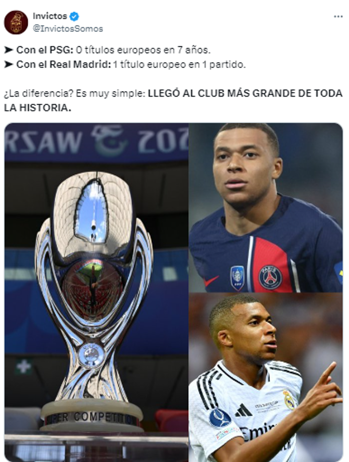 Invictos resaltó el primer título de Mbappé con el Real Madrid.