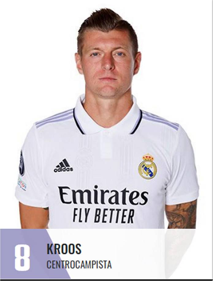 Toni Kroos - El mediocampista alemán se mantiene con el número 8 en su espalda en el Real Madrid.