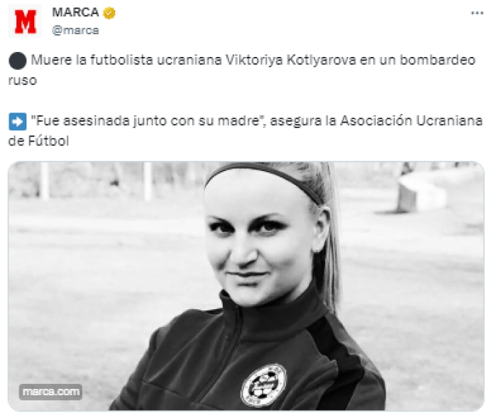 Medios internacionales dieron a conocer la trágica noticia y desde España también informaron sobre la muerte de la jugadora. 