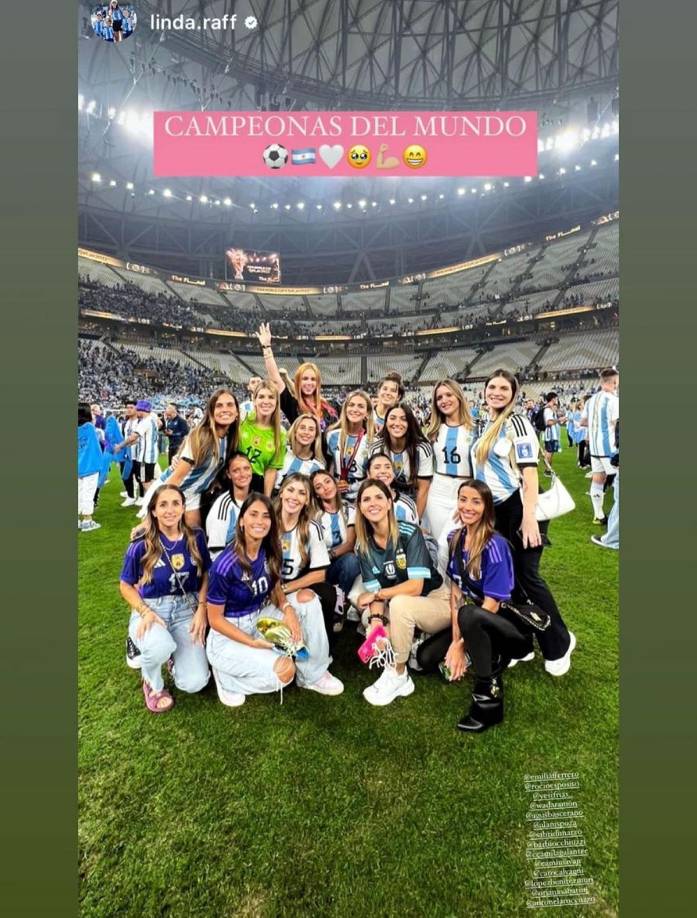 Lo que no aclaró Muri López es si Antonela Roccuzzo, Jorgelina Cardoso (esposa de Ángel Di María), Camila Galante (pareja de Leandro Paredes), Oriana Sabatini (novia de Paulo Dybala) y Tini Stoessel (novia de Rodrigo De Paul) se sumarán a esta iniciativa, ya que no fueron parte de la velada en la cual se hizo la promesa.
