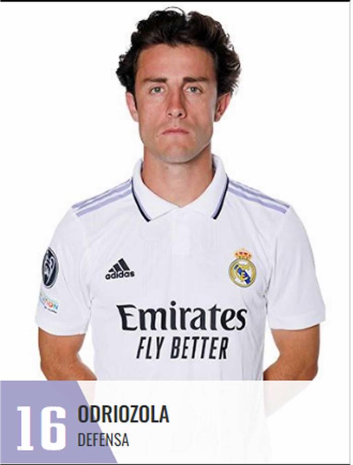 Álvaro Odriozola - El lateral derecho hasta hoy estaba sin dorsal pero ya aparece con número, usará el 16 que ha dejado Luka Jovic, que se marchó a la Fiorentina. No obstante, el español no tiene claro su futuro aunque si al final siguiera en el Real Madrid ya tiene su dorsal.