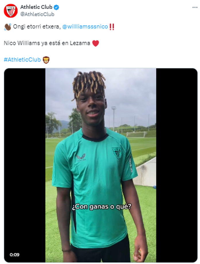 Nico Williams ya decidió seguir jugando para el Athletic Club al menos para esta temporada. El español regresó a los entrenamientos del lub y dejó un mensaje que terminó con todos los rumores que lo vinculaba con el Barcelona.