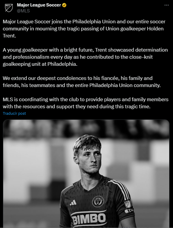 “La MLS está coordinando con el club para proporcionar a los jugadores y familiares los recursos y el apoyo que necesitan durante este trágico momento”, agregaron.