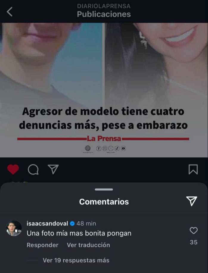 Isaac en lugar de defenderse, pidió que pusieran una foto en la que se ve mejor.