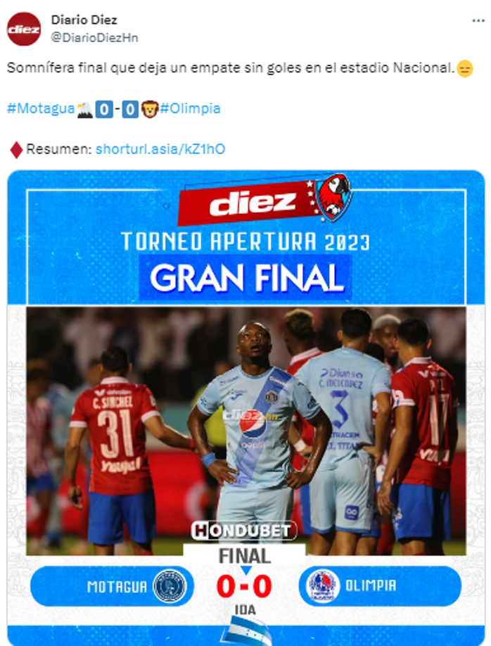 “Somnífera final que deja un empate sin goles en el estadio Nacional”, así definió Diario Diez el duelo de ida.