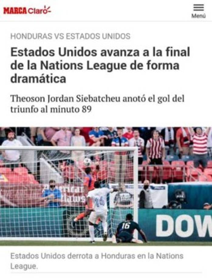 Diario Marca expresó que EUA avanzó de forma dramática.