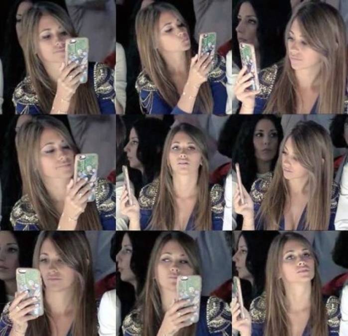 Antonella miró el desfile con muchísima atención y hasta grabó con el celular algunos de los diseños que más le gustaron, ya que al parecer Rosa Clará será la diseñadora que estará encargada de su vestido.