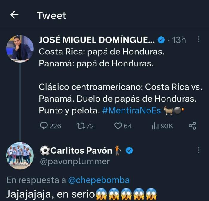 Tras estas palabras, el exgoleador hondureño Carlos Pavón le respondió a “Chepebomba”.¿En serio?, le señaló el exjugador catracho. 