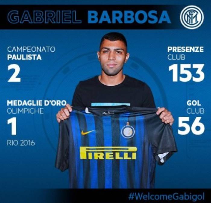 El Inter de Milán ha hecho oficial la llegada de Gabriel Barbosa, delantero brasileño que ya hace días que sonaba como nuevo jugador 'neroazurro'. Gabigol llega por 29.5 millones de euros y firma hasta 2021. El Barça tenía una opción de tanteo como parte del fichaje de Neymar.