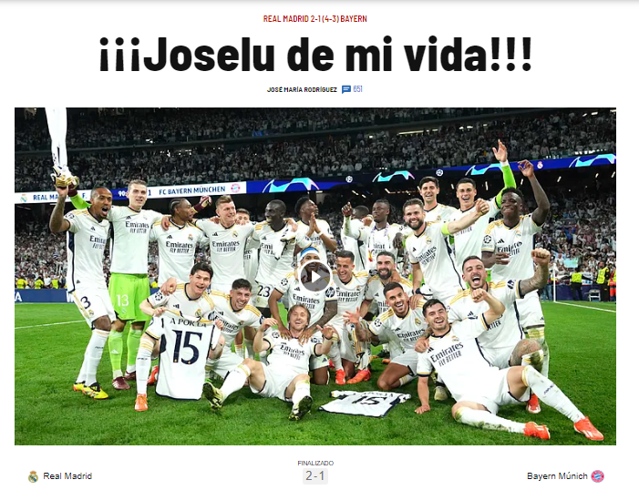  La portada de Diario Marca tras el pase del Real Madrid a la final.