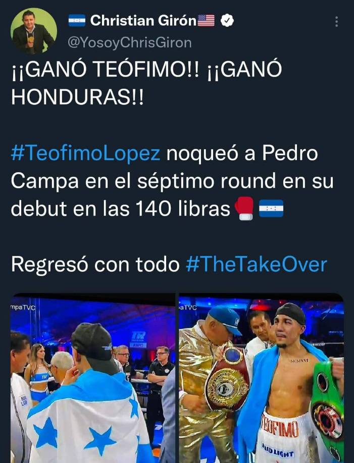 La victoria de Teófimo López fue destacada por los periodistas hondureñs.