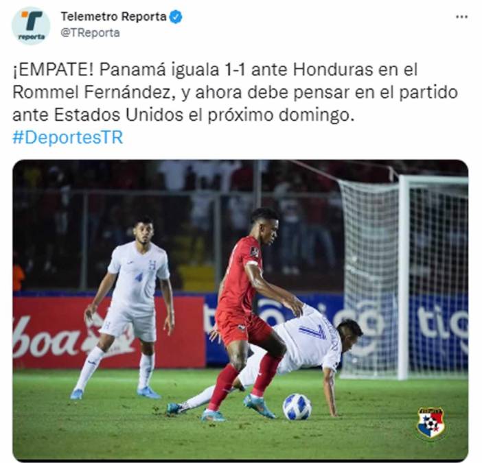 Telemetro Reporta - “¡Empate! Panamá iguala 1-1 ante Honduras en el Rommel Fernández, y ahora debe pensar en el partido ante Estados Unidos el próximo domingo”.