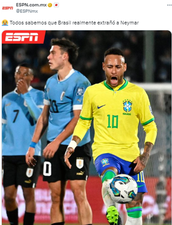 “Todos sabemos que Brasil realmente extraño a Neymar”, ESPN.
