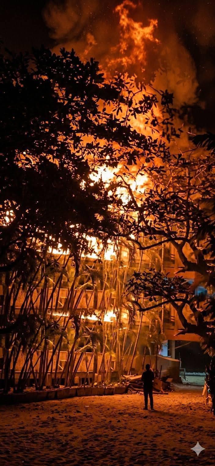 Así fue el voraz incendio que consumió hotel en Roatán: imágenes impactantes