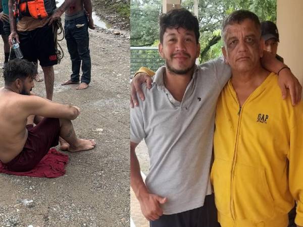 El momento cuando el joven Cecilio Díaz fue rescatado y se reencontró con familiares y amigos.