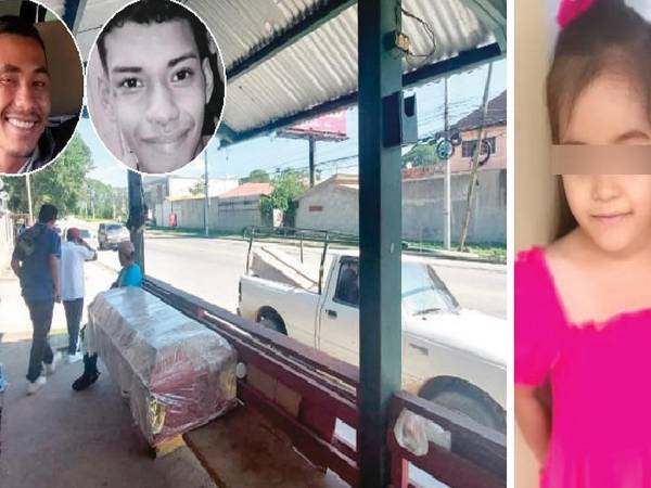 Familiares de Jimmy Samuel Alvarado Pérez y Darwin Fabricio Martínez Reyes retiraron ayer los cuerpos de la morgue sampedrana. Foto en vida de Emely García Paz de cinco años.