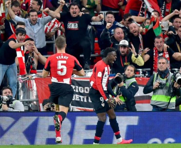 Iñaki Williams celebrando y gritando a todo pulmón su gol.