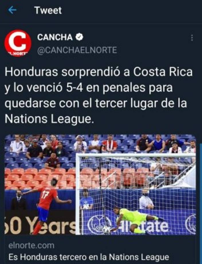 Los mexicanos señalaron que Honduras sorprendió al vencer en penales a Costa Rica.