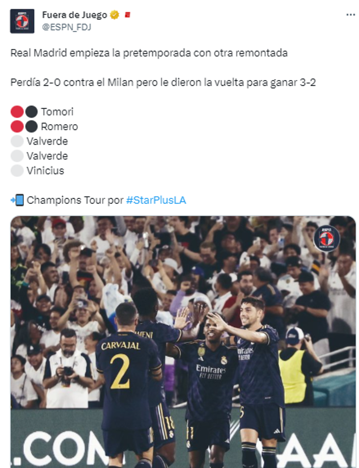 Fuera de Juego: “Real Madrid empieza la pretemporada con otra remontada”.