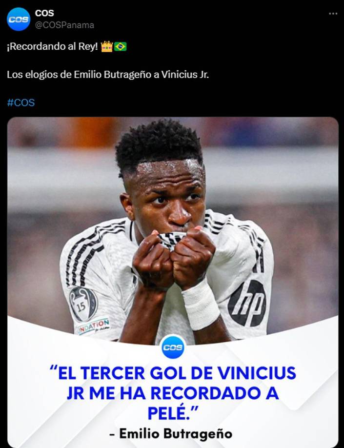 Emilio Butrageño, exfutbolista y leyenda del Real Madrid, elogió a Vinicius tras su triplete al Borussia Dortmund y lo compara con Pelé.