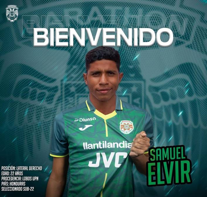 Samuel Elvir - El lateral derecho fue anunciado como nuevo fichaje del Marathón, firmando un contrato por tres años. Tiene 22 años y llega procedente de los Lobos de la UPN. Sse destaca por ser un jugador polifuncional.