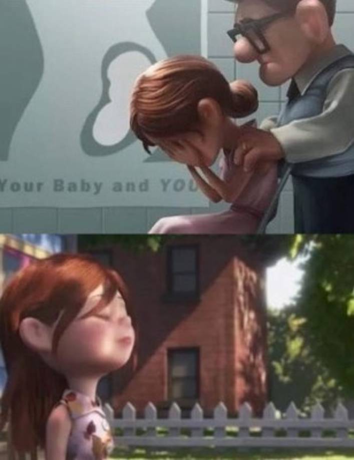 El momento en que todo en “Up” era hermoso pero Ellie sufre un aborto y te das cuenta que la vida es así.