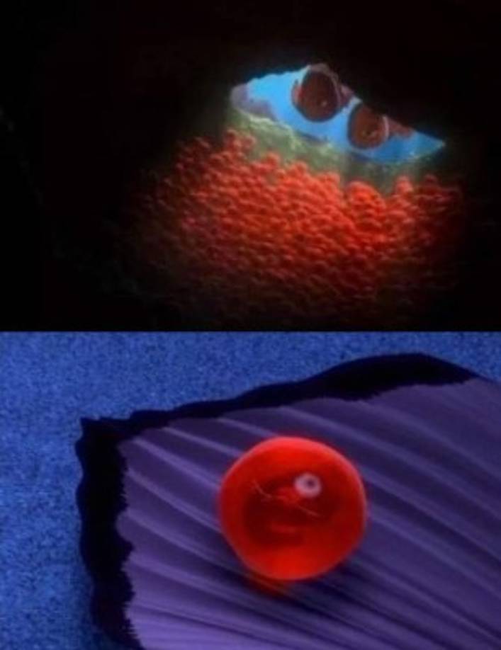 Cuando la barracuda se comió a toda la familia de Nemo, menos a él y a su padre.