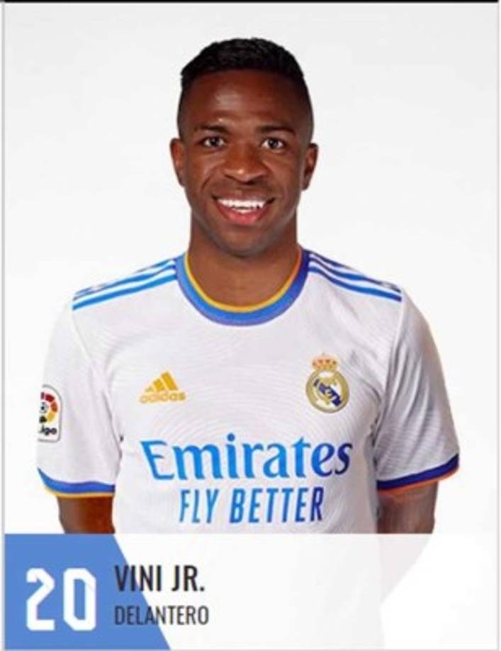 Vinicius Jr - El delantero brasileño con el número 20 en el Real Madrid.