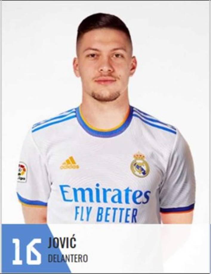 Luka Jovic - El delantero serbio con el número 16 en el Real Madrid. Este dorsal quedó vacante desde la salida de Borja Mayoral.