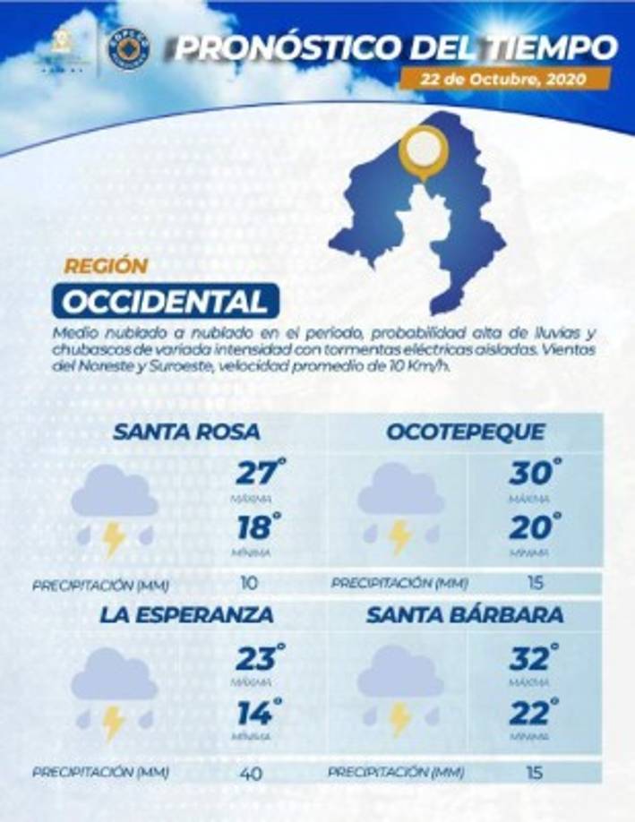 La region de occidente del país mantiene las temperaturas frías y se añaden lluvias moderadas.