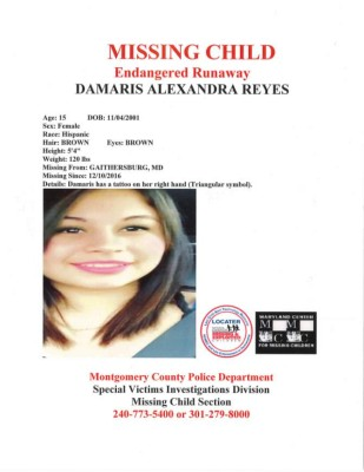 Damaris desapareció el 10 de diciembre de su hogar. Su madre relató que la joven huyó a mitad de la noche. Ella denunció su desaparición a la policía que inició una investigación del caso.