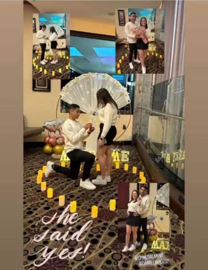 Pineda organizó una romántica propuesta para pedirle matrimonio a su novia Daniela Hernández.