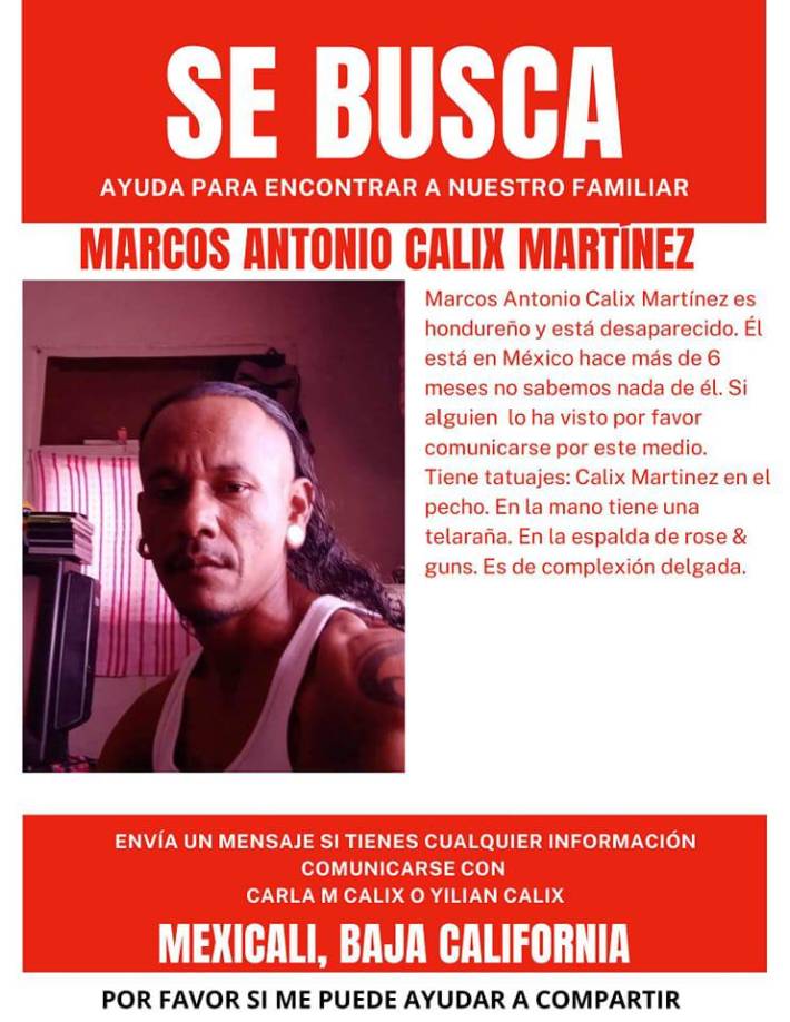 Con este anuncio en redes sociales, la familia de Marcos tenía la esperanza de hallarlo con vida.