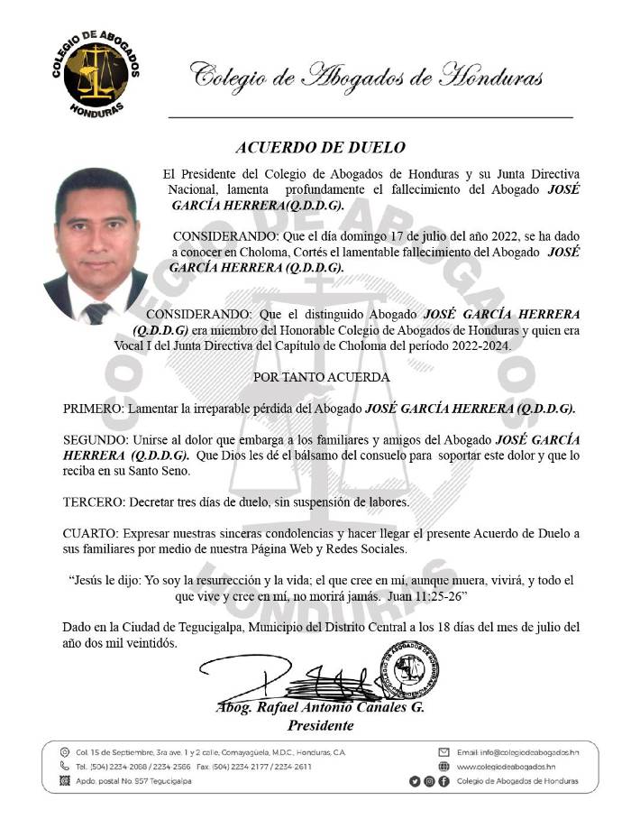 Los agentes de l a Dirección Policial de Investigaciones (DPI) asignados al caso siguen diligencias investigativas para ubicar el arma de fuego que se utilizó en el crimen, de la cual se deshizo el supuesto homicida para no dejar evidencia. Las averiguaciones policiales establecen que el crimen del profesional del Derecho tiene como móvil supuestos asuntos pasionales. El Colegio de Abogados publicó un acuerdo de duelo.