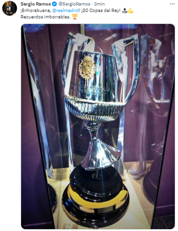 Sergio Ramos, exjugador del Real Madrid, también se unió al festejo de la entidad blanca.