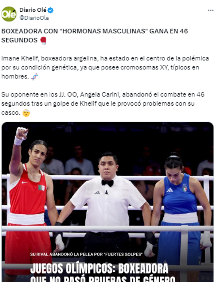 Medios internacionales replicaron lo de la polémica que se generó en París 2024. 