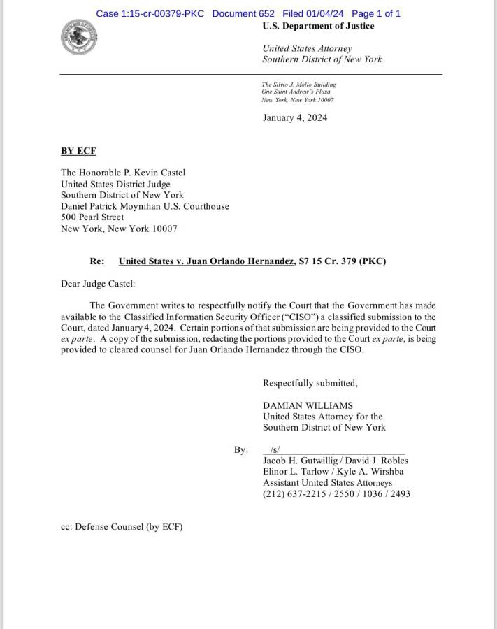 Primera parte del documento presentado.