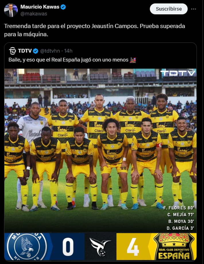 “Tremenda tarde para el proyecto Jeaustin Campos. Prueba superada para la máquina”