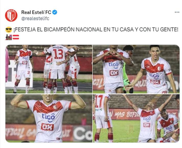 La cuenta del Real Estelí de Nicaragua siguió celebrando con mensajes que llevaban dedicatoria. “¡Festeja el bicampeón nacional en tu casa y con tu gente!”.