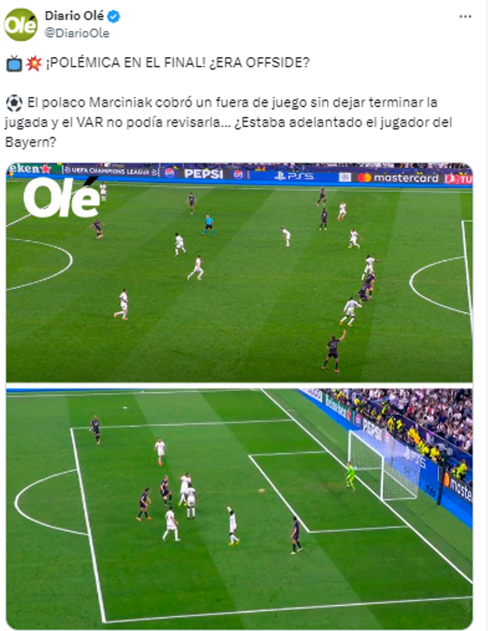 Diario Olé sobre la polémica que hubo sobre el final del partido.