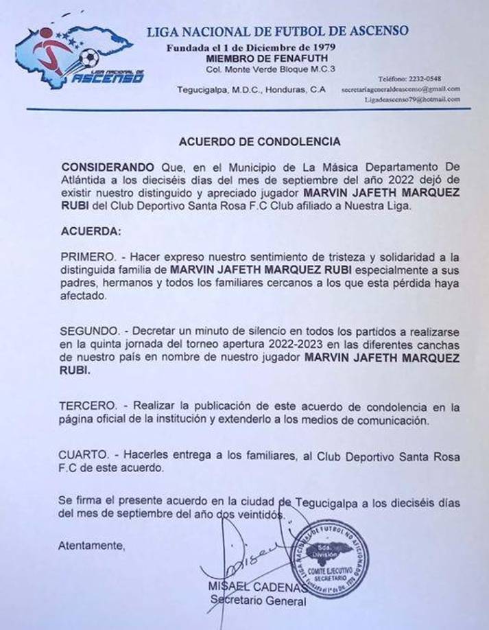 La Liga de Ascenso emitió un comunicado e informó que se realizará un minuto de silencio en todos los partidos de esta jornada.