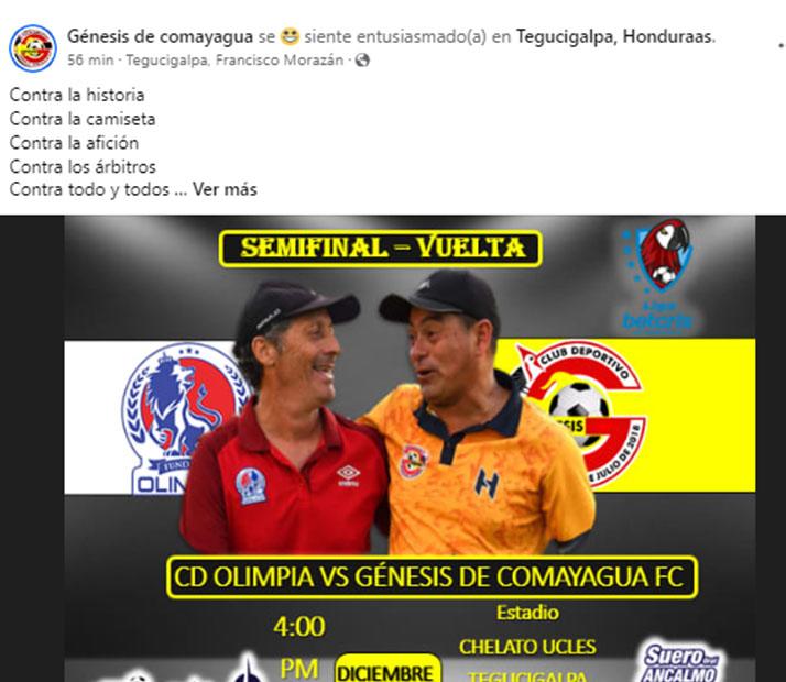 El polémico mensaje de Génesis en sus redes sociales previo a la semifinal ante Olimpia.
