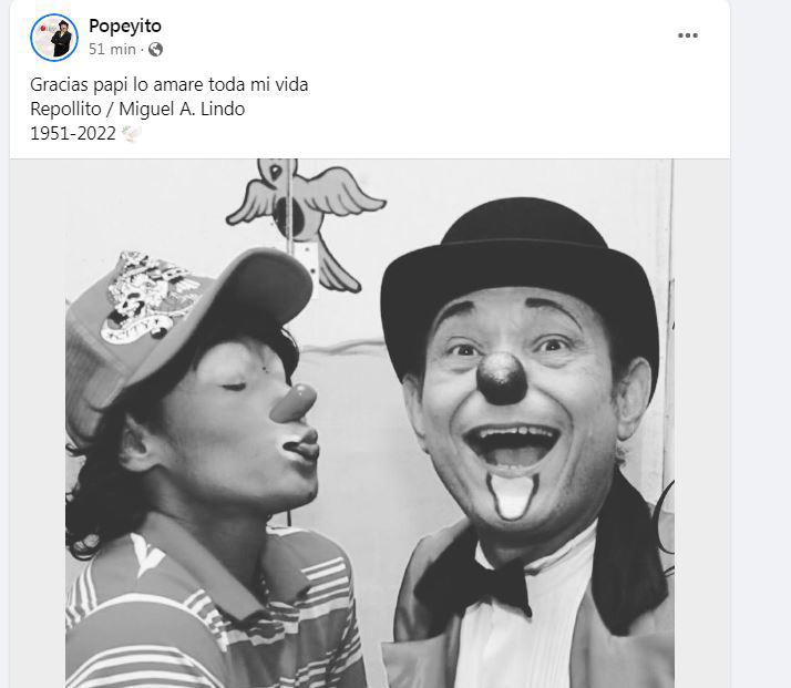 “Popeyito” confirmó la muerte de su padre ‘Repollito”, este domingo.