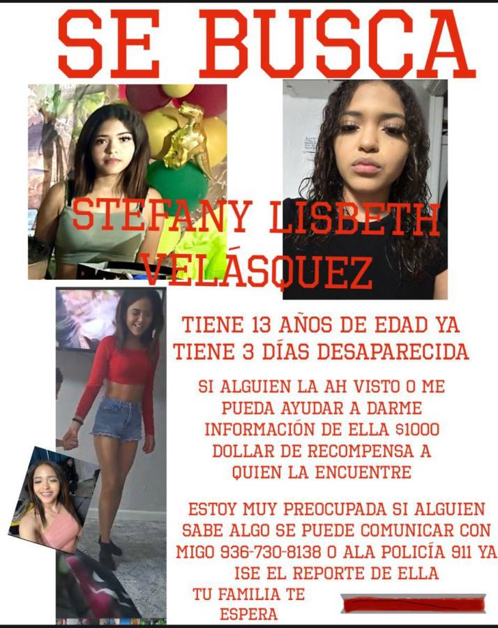 Con este afiche buscaban a la hondureña Stefany Lisbeth Velásquez.