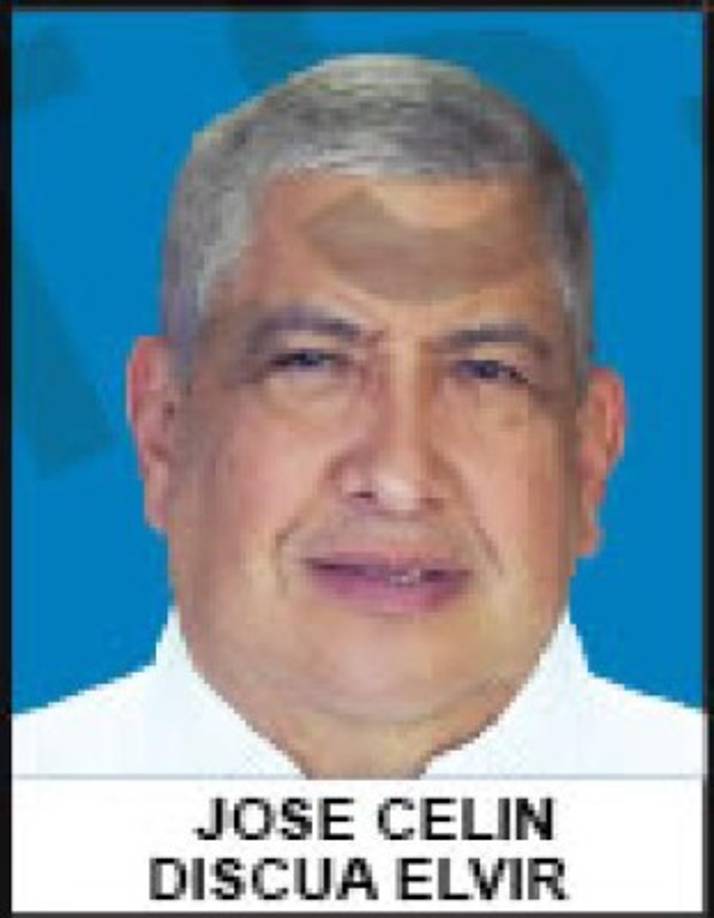 José Celín Discua - Partido Nacional - 61,780 votos - El Paraíso<br/>Nació en Valle de Ángeles en 1950. Ha sido uno de los dirigentes más destacados del partido. Fue presidente del Comité Central del Partido Nacional (CCPN). Ha desempeñado el cargo de parlamentario varios períodos. El Congreso le dio la Gran Cruz con Placa de Oro.